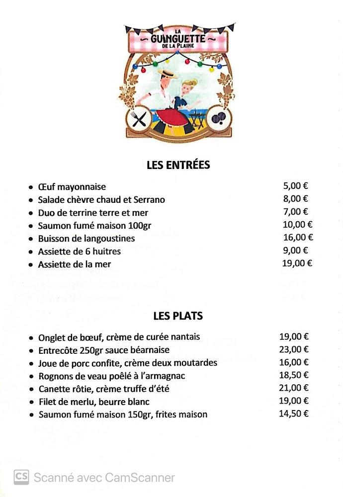 La Guinguette de la Plaine - Menu Image 1